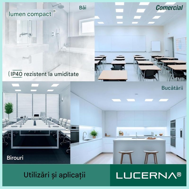 Casa si Gradina - Corpuri si surse de iluminat - Plafoniere, aplice si spoturi - Spoturi LED incastrate, 230 V, 6500 K, 9W, 14.5x14.5 cm, set 6 bucati - Infinity.ro