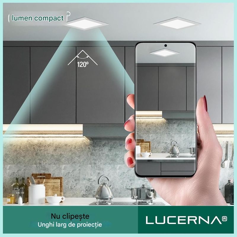 Casa si Gradina - Corpuri si surse de iluminat - Plafoniere, aplice si spoturi - Spoturi LED incastrate, 230 V, 6500 K, 9W, 14.5x14.5 cm, set 6 bucati - Infinity.ro