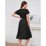 Fashion, accesorii si bijuterii - Femei - Imbracaminte femei - Rochii femei - Rochie neagra eleganta de vara,lungime peste genunchi, decolteu in V, fermoar ascuns pe spate, 2XL - Infinity.ro