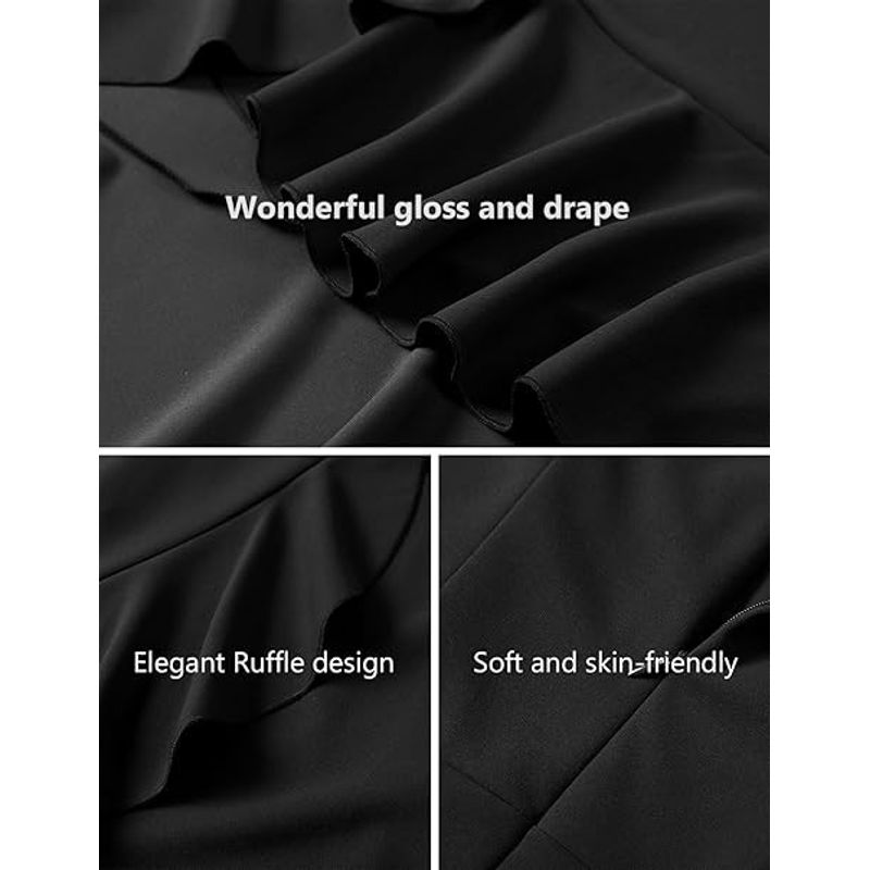Fashion, accesorii si bijuterii - Femei - Imbracaminte femei - Rochii femei - Rochie neagra eleganta de vara,lungime peste genunchi, decolteu in V, fermoar ascuns pe spate, 2XL - Infinity.ro