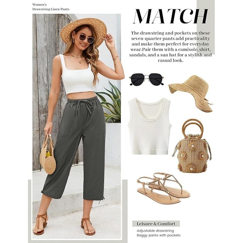 Fashion, accesorii si bijuterii - Femei - Imbracaminte femei - Pantaloni femei - Pantaloni casual lejeri pentru femei, cu buzunare si talie elastica, gri  S - Infinity.ro