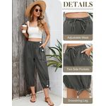 Fashion, accesorii si bijuterii - Femei - Imbracaminte femei - Pantaloni femei - Pantaloni casual lejeri pentru femei, cu buzunare si talie elastica, gri  S - Infinity.ro