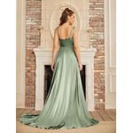 Fashion, accesorii si bijuterii - Femei - Imbracaminte femei - Rochii femei - Rochie eleganta lunga din satin, fara maneci, talie supla, verde XL - Infinity.ro