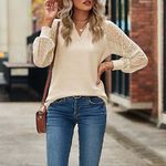 Fashion, accesorii si bijuterii - Femei - Imbracaminte femei - Camasi si bluze femei - Bluza lejera pentru femei, pulover respirabil, Crem L - Infinity.ro