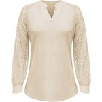 Fashion, accesorii si bijuterii - Femei - Imbracaminte femei - Camasi si bluze femei - Bluza lejera pentru femei, pulover respirabil, Crem L - Infinity.ro