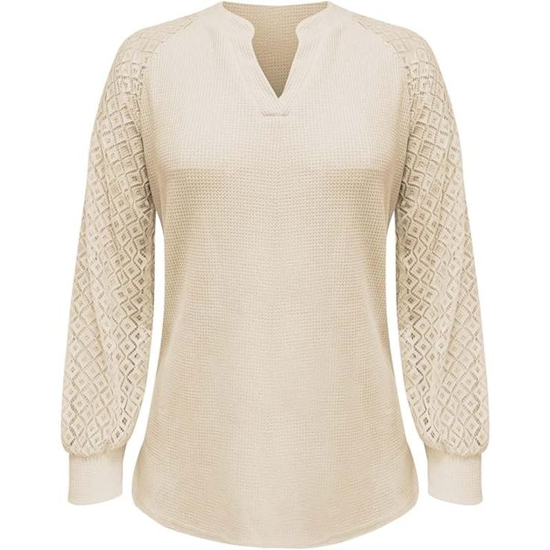 Fashion, accesorii si bijuterii - Femei - Imbracaminte femei - Camasi si bluze femei - Bluza lejera pentru femei, pulover respirabil, Crem L - Infinity.ro