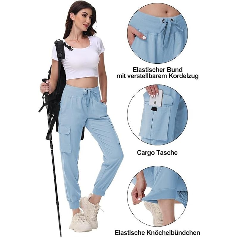 Fashion, accesorii si bijuterii - Femei - Imbracaminte femei - Pantaloni femei - Pantaloni sport respirabili pentru femei, cu buzunare si talie elastica, lungi bleu XL - Infinity.ro