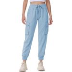 Fashion, accesorii si bijuterii - Femei - Imbracaminte femei - Pantaloni femei - Pantaloni sport respirabili pentru femei, cu buzunare si talie elastica, lungi bleu XL - Infinity.ro