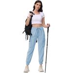 Fashion, accesorii si bijuterii - Femei - Imbracaminte femei - Pantaloni femei - Pantaloni sport respirabili pentru femei, cu buzunare si talie elastica, lungi bleu XL - Infinity.ro