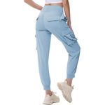Fashion, accesorii si bijuterii - Femei - Imbracaminte femei - Pantaloni femei - Pantaloni sport respirabili pentru femei, cu buzunare si talie elastica, lungi bleu L - Infinity.ro