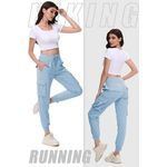 Fashion, accesorii si bijuterii - Femei - Imbracaminte femei - Pantaloni femei - Pantaloni sport respirabili pentru femei, cu buzunare si talie elastica, lungi bleu L - Infinity.ro