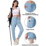 Fashion, accesorii si bijuterii - Femei - Imbracaminte femei - Pantaloni femei - Pantaloni sport respirabili pentru femei, cu buzunare si talie elastica, lungi bleu L - Infinity.ro