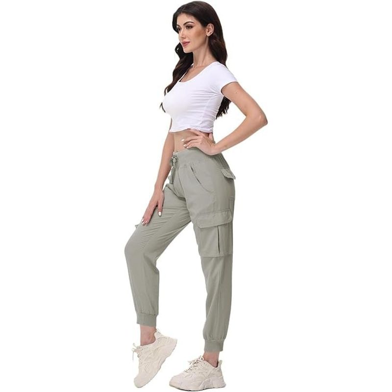 Fashion, accesorii si bijuterii - Femei - Imbracaminte femei - Pantaloni femei - Pantaloni sport respirabili pentru femei, cu buzunare si talie elastica, lungi crem XL - Infinity.ro