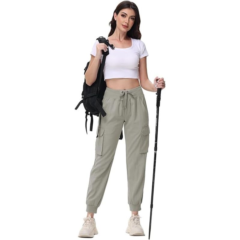 Fashion, accesorii si bijuterii - Femei - Imbracaminte femei - Pantaloni femei - Pantaloni sport respirabili pentru femei, cu buzunare si talie elastica, lungi crem XL - Infinity.ro