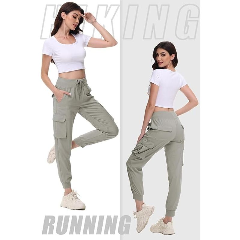 Fashion, accesorii si bijuterii - Femei - Imbracaminte femei - Pantaloni femei - Pantaloni sport respirabili pentru femei, cu buzunare si talie elastica, lungi crem XL - Infinity.ro