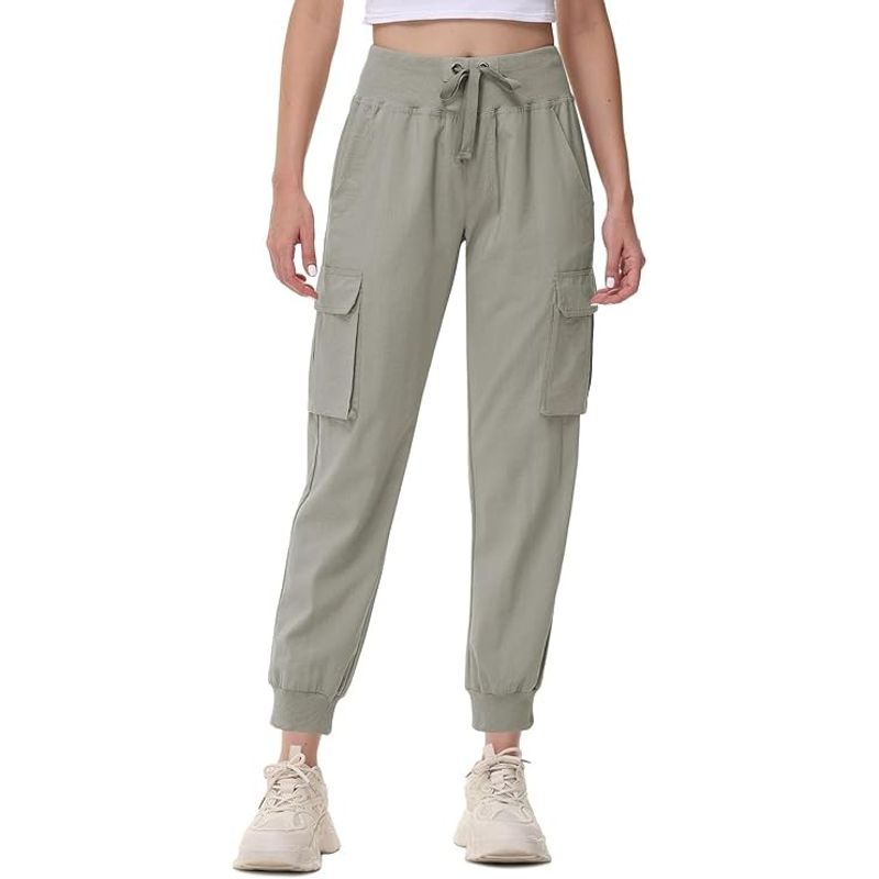 Fashion, accesorii si bijuterii - Femei - Imbracaminte femei - Pantaloni femei - Pantaloni sport respirabili pentru femei, cu buzunare si talie elastica, lungi crem XL - Infinity.ro