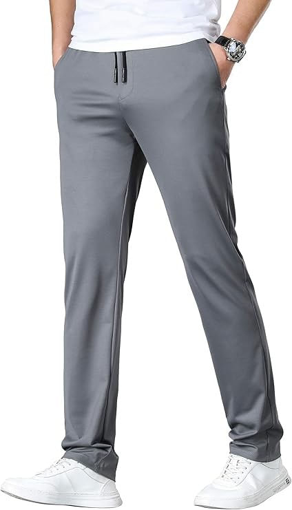 Pantaloni casual barbati, respirabili, elastici in talie, gri 31W30L