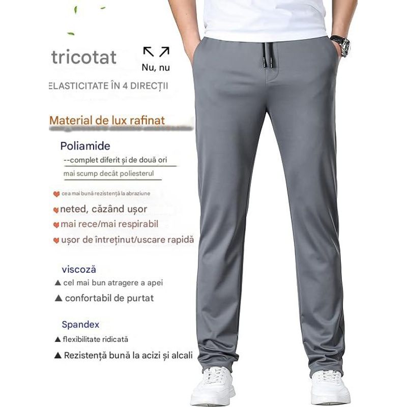 Fashion, accesorii si bijuterii - Barbati - Imbracaminte - Pantaloni barbati - Pantaloni casual barbati, respirabili, elastici in talie, gri 31W30L - Infinity.ro