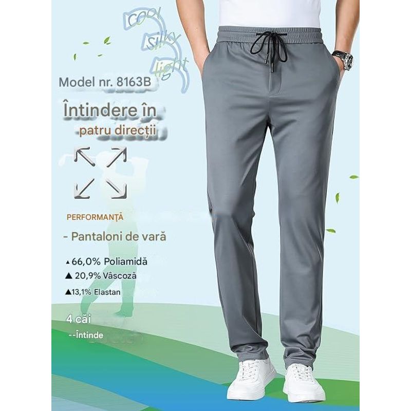 Fashion, accesorii si bijuterii - Barbati - Imbracaminte - Pantaloni barbati - Pantaloni casual barbati, respirabili, elastici in talie, gri 31W30L - Infinity.ro