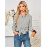 Fashion, accesorii si bijuterii - Femei - Imbracaminte femei - Camasi si bluze femei - Camasa lejera cu maneca lunga pentru femei marimea L alba cu dungi - Infinity.ro