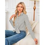 Fashion, accesorii si bijuterii - Femei - Imbracaminte femei - Camasi si bluze femei - Camasa lejera cu maneca lunga pentru femei marimea L alba cu dungi - Infinity.ro