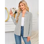 Fashion, accesorii si bijuterii - Femei - Imbracaminte femei - Camasi si bluze femei - Camasa lejera cu maneca lunga pentru femei marimea L alba cu dungi - Infinity.ro