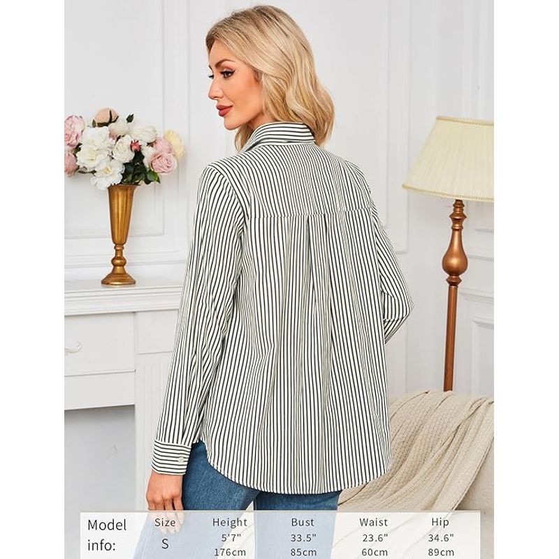 Fashion, accesorii si bijuterii - Femei - Imbracaminte femei - Camasi si bluze femei - Camasa lejera cu maneca lunga pentru femei marimea L alba cu dungi - Infinity.ro