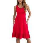 Fashion, accesorii si bijuterii - Femei - Imbracaminte femei - Rochii femei - Rochie casual lejera pentru femei, peste genunchi, rosie 2XL - Infinity.ro