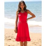 Fashion, accesorii si bijuterii - Femei - Imbracaminte femei - Rochii femei - Rochie casual lejera pentru femei, peste genunchi, rosie 2XL - Infinity.ro