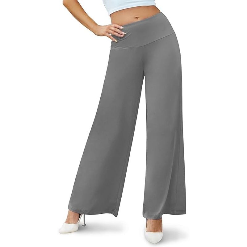 Fashion, accesorii si bijuterii - Femei - Imbracaminte femei - Pantaloni femei - Pantaloni casual lejeri pentru femei, volatili, talie elastica, gri 3XL - Infinity.ro