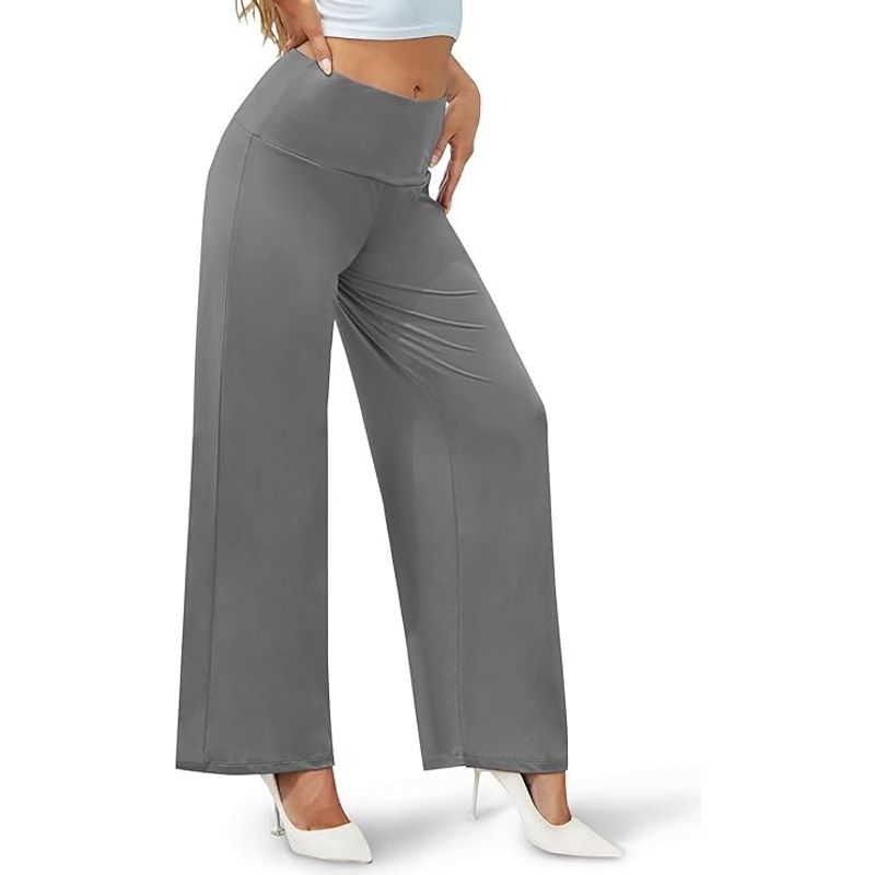 Fashion, accesorii si bijuterii - Femei - Imbracaminte femei - Pantaloni femei - Pantaloni casual lejeri pentru femei, volatili, talie elastica, gri 3XL - Infinity.ro