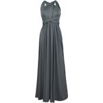 Fashion, accesorii si bijuterii - Femei - Imbracaminte femei - Rochii femei - Rochie eleganta lunga, fara maneci, spate gol, talie inalta, gri L - Infinity.ro