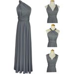 Fashion, accesorii si bijuterii - Femei - Imbracaminte femei - Rochii femei - Rochie eleganta lunga, fara maneci, spate gol, talie inalta, gri L - Infinity.ro
