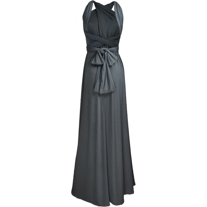Fashion, accesorii si bijuterii - Femei - Imbracaminte femei - Rochii femei - Rochie eleganta lunga, fara maneci, spate gol, talie inalta, gri L - Infinity.ro