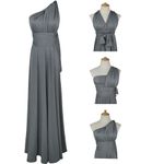Fashion, accesorii si bijuterii - Femei - Imbracaminte femei - Rochii femei - Rochie eleganta lunga, fara maneci, spate gol, talie inalta, gri L - Infinity.ro