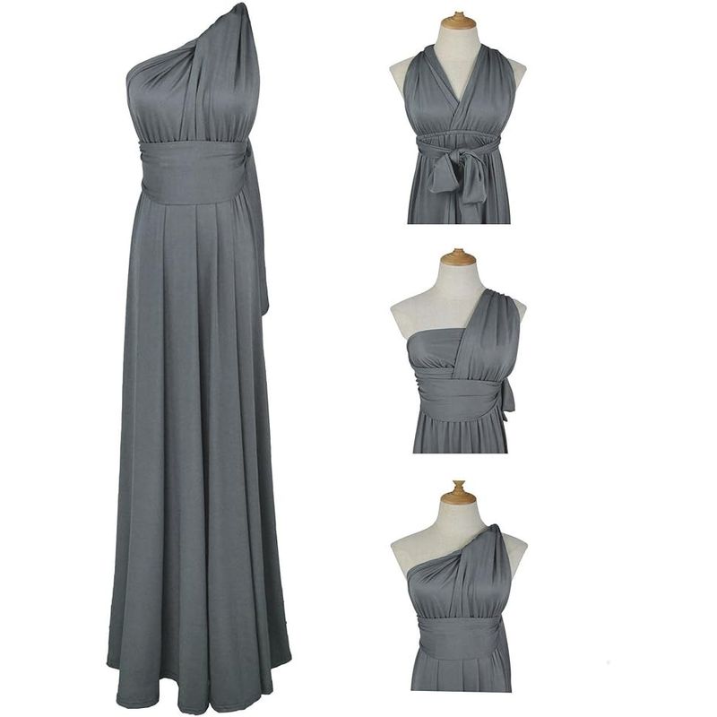 Fashion, accesorii si bijuterii - Femei - Imbracaminte femei - Rochii femei - Rochie eleganta lunga, fara maneci, spate gol, talie inalta, gri L - Infinity.ro