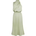 Fashion, accesorii si bijuterii - Femei - Imbracaminte femei - Rochii femei - Rochie lunga eleganta din satin, fara maneci, verde deschis, marimea S - Infinity.ro