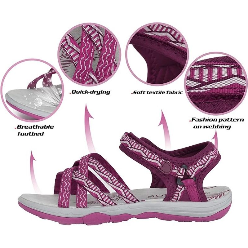 Fashion, accesorii si bijuterii - Femei - Incaltaminte femei - Sandale femei - Sandale lejere de drumetii si aer liber pentru femei, gri-rosu, marimea 38 - Infinity.ro