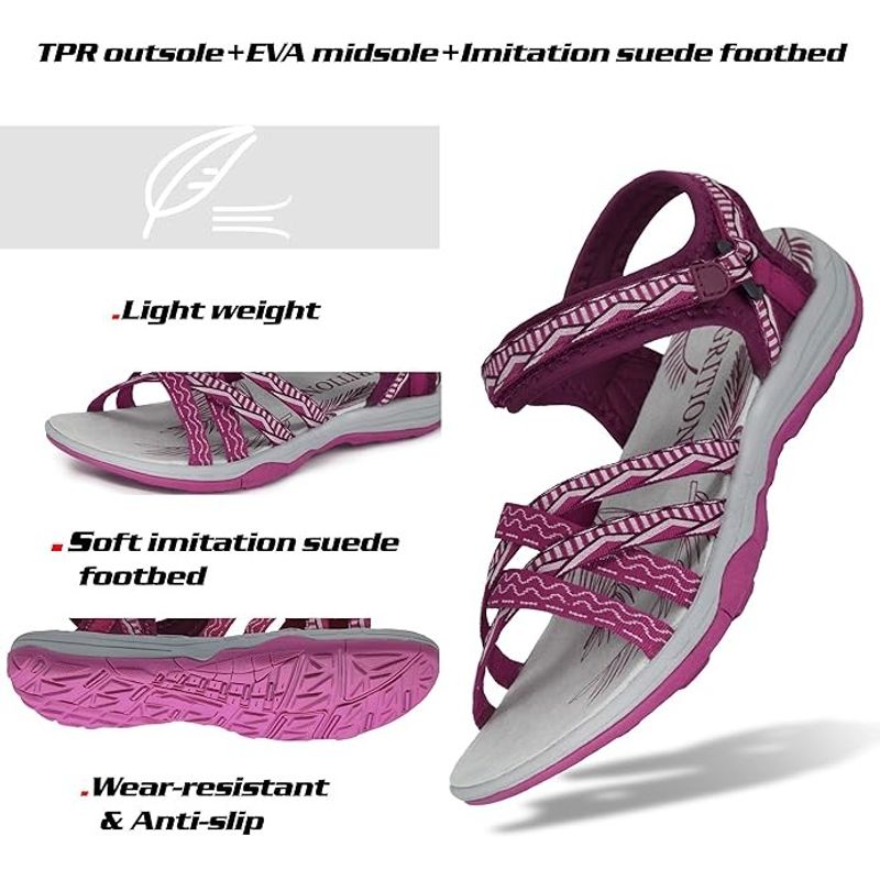 Fashion, accesorii si bijuterii - Femei - Incaltaminte femei - Sandale femei - Sandale lejere de drumetii si aer liber pentru femei, gri-rosu, marimea 38 - Infinity.ro