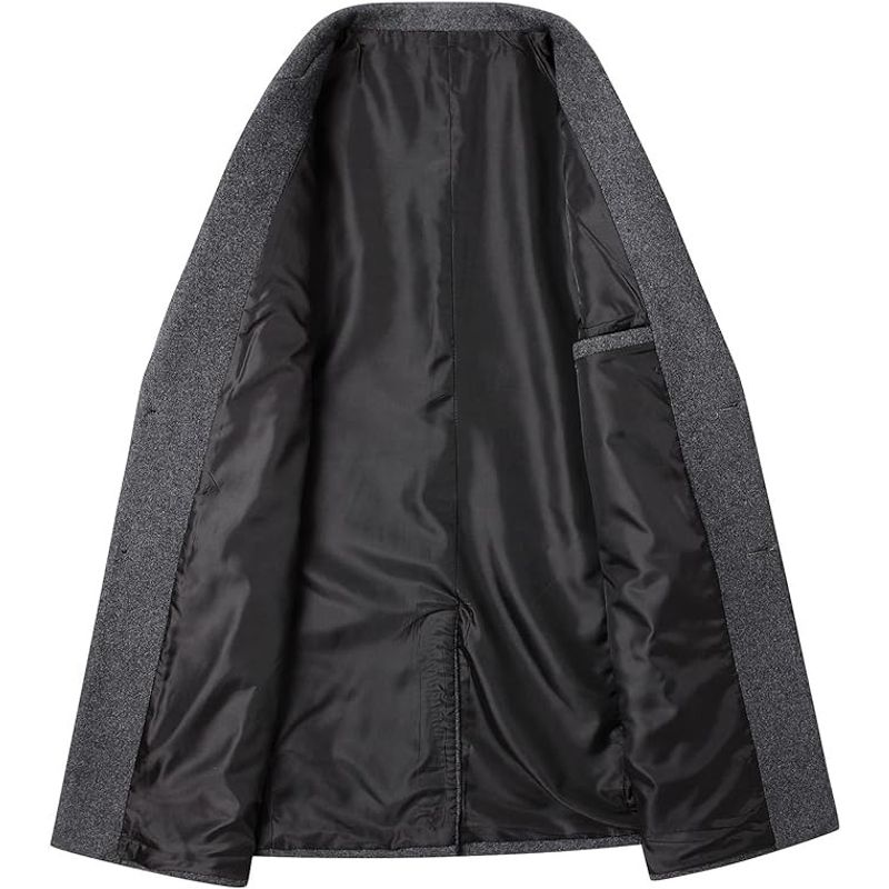 Fashion, accesorii si bijuterii - Barbati - Imbracaminte - Jachete si geci barbati - Palton lung barbati slim fit lana cald business – Gri 2XL - Infinity.ro