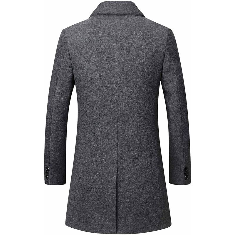 Fashion, accesorii si bijuterii - Barbati - Imbracaminte - Jachete si geci barbati - Palton lung barbati slim fit lana cald business – Gri 2XL - Infinity.ro