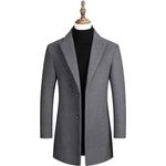 Fashion, accesorii si bijuterii - Barbati - Imbracaminte - Jachete si geci barbati - Palton lung barbati slim fit lana cald business – Gri 2XL - Infinity.ro