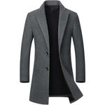 Fashion, accesorii si bijuterii - Barbati - Imbracaminte - Jachete si geci barbati - Palton lung barbati slim fit lana cald business – Gri 2XL - Infinity.ro