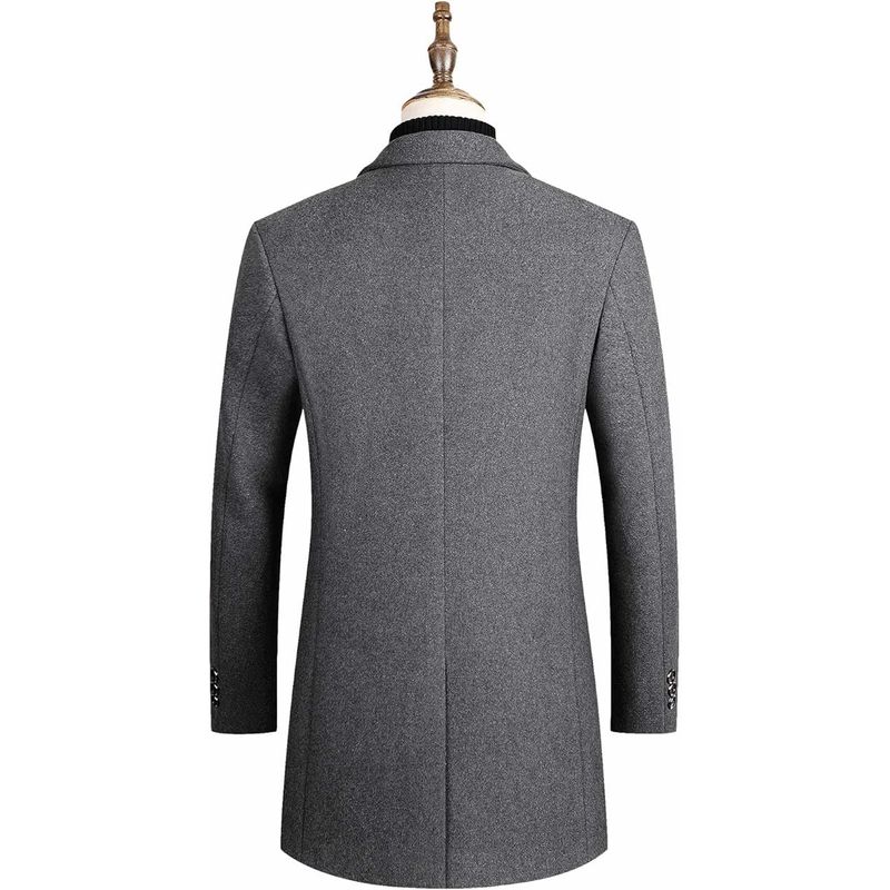 Fashion, accesorii si bijuterii - Barbati - Imbracaminte - Jachete si geci barbati - Palton lung barbati slim fit lana cald business – Gri 2XL - Infinity.ro