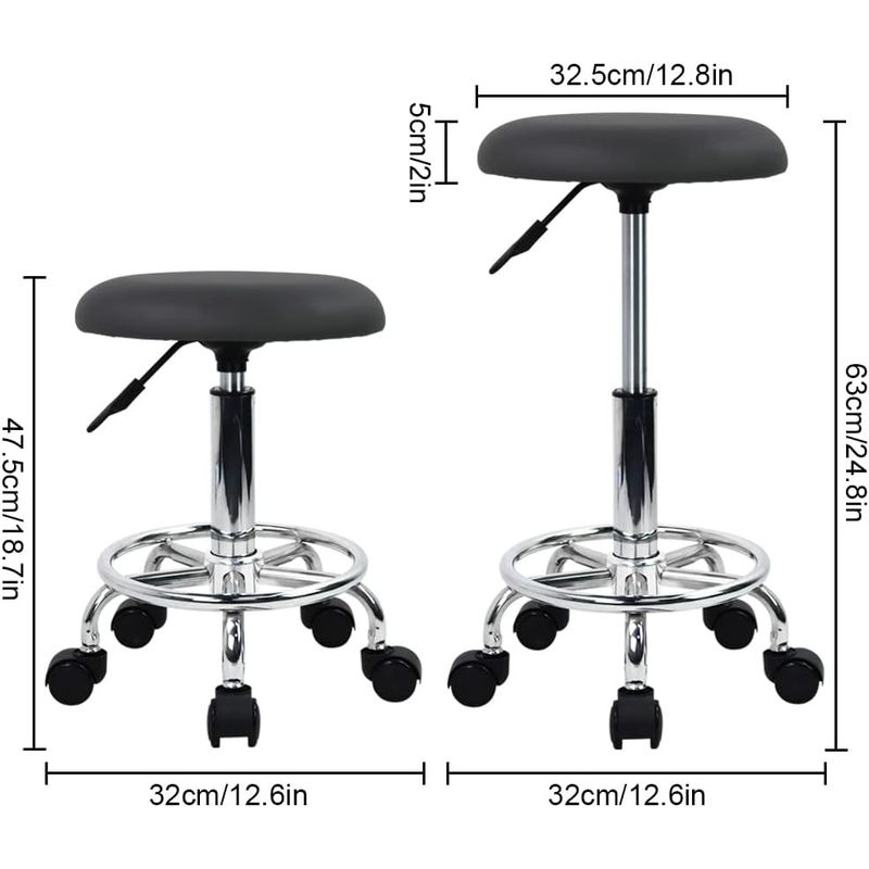 Carti si Birotica - Birotica - Accesorii de birou - Alte accesorii birou - Scaun negru rotund ajustabil pe inaltime 47.5x63 cm; 4 kg, cu suport de picioare - Infinity.ro