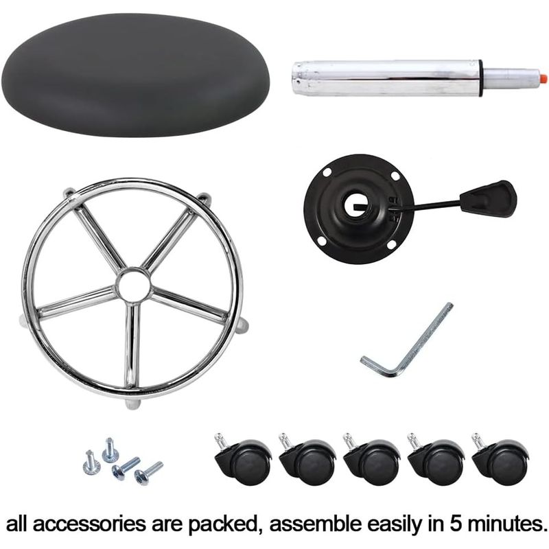 Carti si Birotica - Birotica - Accesorii de birou - Alte accesorii birou - Scaun negru rotund ajustabil pe inaltime 47.5x63 cm; 4 kg, cu suport de picioare - Infinity.ro