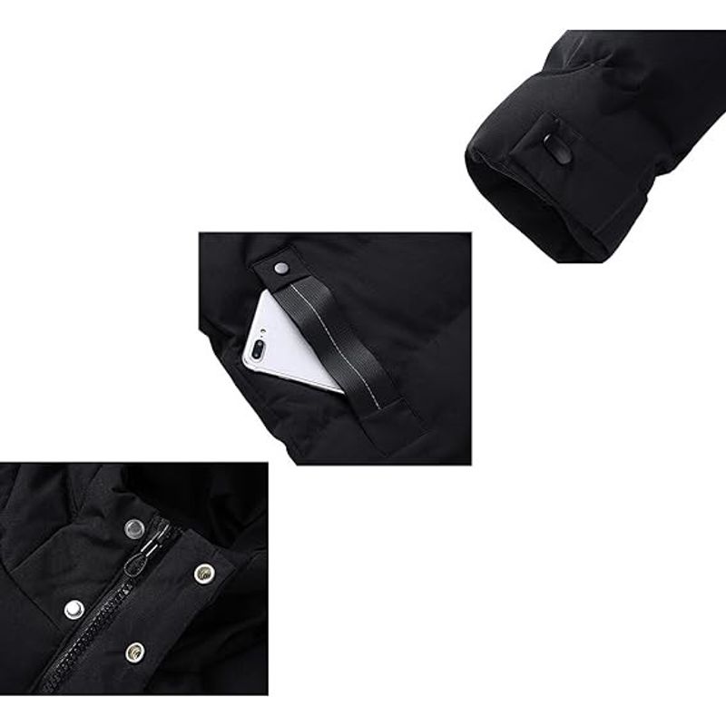 Fashion, accesorii si bijuterii - Barbati - Imbracaminte - Jachete si geci barbati - Geaca neagra lunga, groasa de iarna, captusita pentru barbati, mrimea L - Infinity.ro