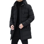 Fashion, accesorii si bijuterii - Barbati - Imbracaminte - Jachete si geci barbati - Geaca neagra lunga, groasa de iarna, captusita pentru barbati, mrimea L - Infinity.ro