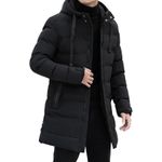 Fashion, accesorii si bijuterii - Barbati - Imbracaminte - Jachete si geci barbati - Geaca neagra lunga, groasa de iarna, captusita pentru barbati, mrimea L - Infinity.ro