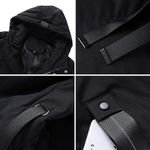 Fashion, accesorii si bijuterii - Barbati - Imbracaminte - Jachete si geci barbati - Geaca neagra lunga, groasa de iarna, captusita pentru barbati, mrimea L - Infinity.ro
